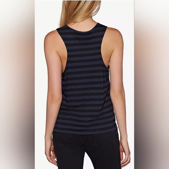 Avec Les Filles, linen Blend Striped Tank, Black and Blue, Size‎ XS, NWT! - Picture 2 of 8
